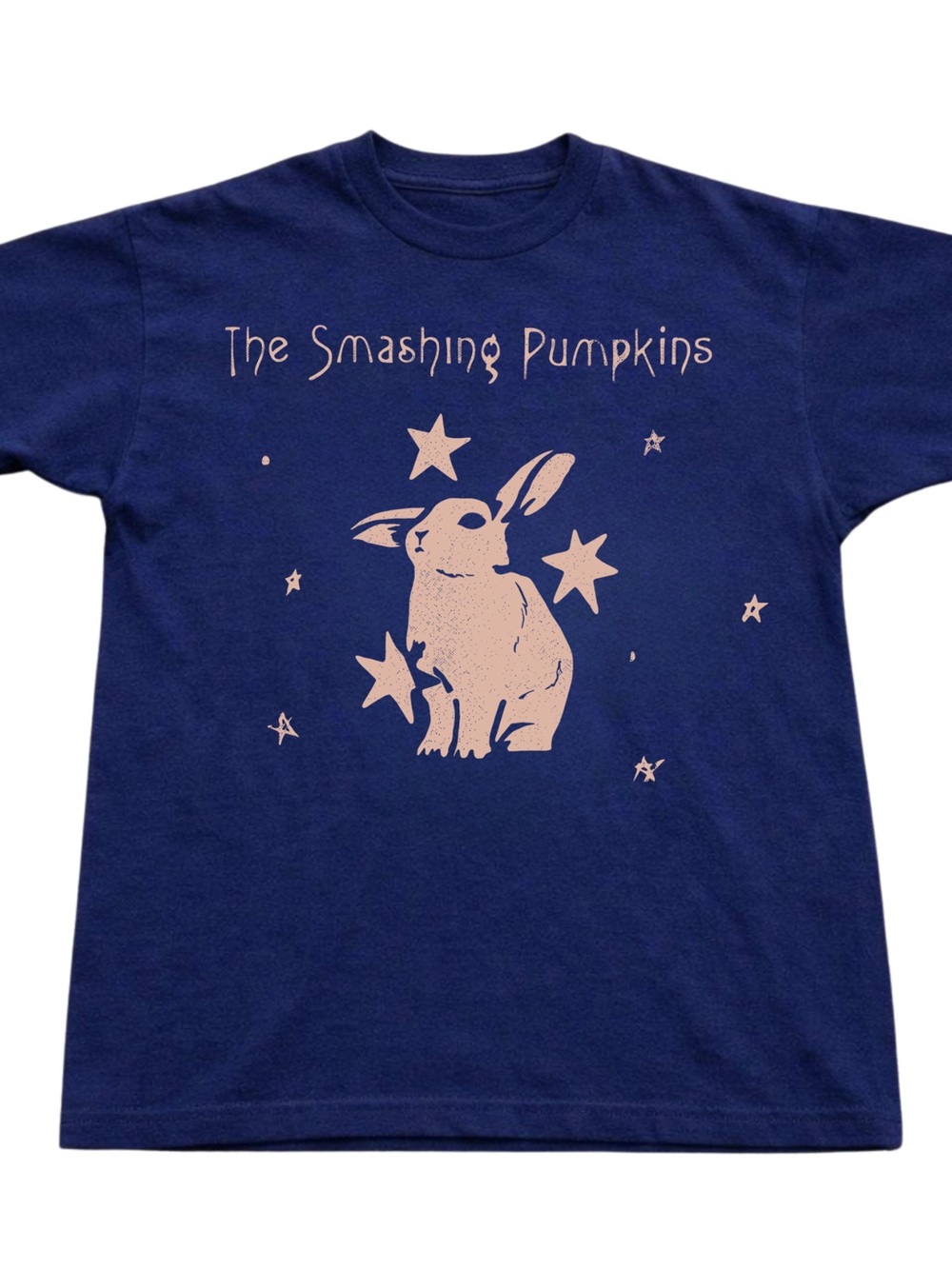 Gildan Navy Short Sleeve Tee with Pink Bunny & Stars Graphic